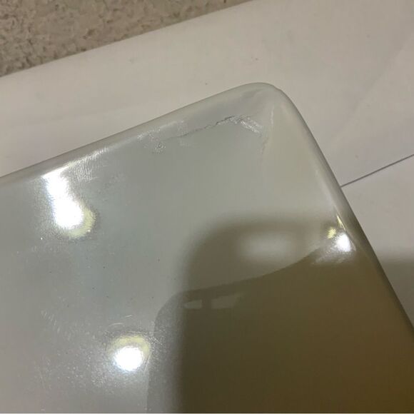 Crate & Barrel white square 10.25” Dinner Plates Round Base, Portugal. Set of 2 - Picture 5 of 5